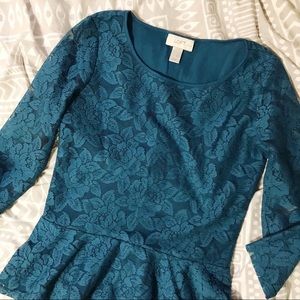 Blue Lace Peplum Top